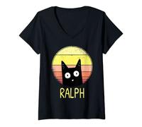Womens Ralph the cat for kitten owner with the name Ralph V-Neck T-Shirt