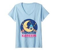 Women's Ramadan Kareem Kids Cute Crescent Moon Muslim Children V-Neck T-Shirt