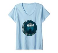 Women's Ramadan Moubarak Islamic Celebration Spiritual Moon Lantern V-Neck T-Shirt