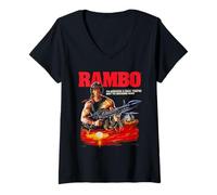 Womens Rambo Missile Launcher Illustration Vintage Action Movie V-Neck T-Shirt