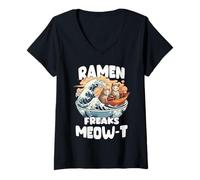 Womens Ramen Adventure - Japanese Anime Flair - Kawaii Neko Otaku V-Neck T-Shirt