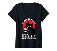 Womens Ramen And Cats Make Me Happy You Not So Much Noodle Soup V-Neck T-Shirt