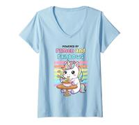 Womens Ramen and Rainbows Unicorn Lover Kawaii Foodie V-Neck T-Shirt