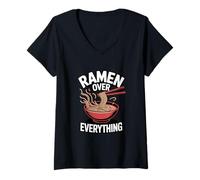 Women's Ramen Over Everything Noodle Lover Japanese Food V-Neck T-Shirt