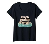 Women's Ranch Water Retro Western Canyon Splash Adventure Motion V-Neck T-Shirt