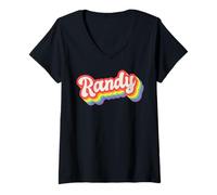 Womens Randy Pride Month LGBTQ Rainbow Flag Name Personalised V-Neck T-Shirt
