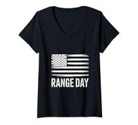 Women's Range Day American Flag Tactical Shooting V-Neck T-Shirt