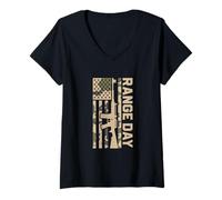 Women's Range Day Rifle American Flag V-Neck T-Shirt