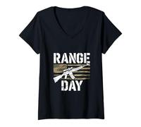 Women's Range Day Tactical Rifle American Flag Shooter V-Neck T-Shirt
