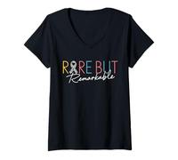 Womens Rare But Remarkable Zebra Ribbon Rare Disease Awareness Day V-Neck T-Shirt