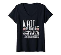 Womens Raspberry Lover - Is That a Raspberry I Love Raspberries V-Neck T-Shirt