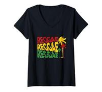 Women's Rasta Reggae Music Jamaica Rastafari Roots Jamaican V-Neck T-Shirt