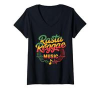 Women's Rasta Reggae Music Jamaica Rastafari Roots Jamaican V-Neck T-Shirt