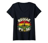 Womens Rasta Soundwave Design - Reggae Pulse Energy for Rhythm Love V-Neck T-Shirt