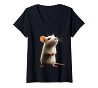 Women's Rat Cute Mouse Rodents Dwarf Mouse Small Rats Mice V-Neck T-Shirt