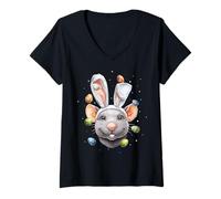 Women's Rat Mouse Easter Rabbit Eggs Bunny Ears Cute V-Neck T-Shirt