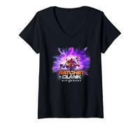 Womens Ratchet and Clank Rift Apart Portal Jump Video Game V-Neck T-Shirt
