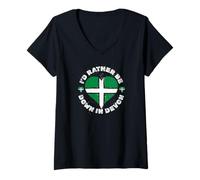 Womens Rather Be In Devon A Cool Flag for Proud Devonian Roots V-Neck T-Shirt