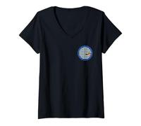 Womens Rattlesnake Blue Periwinkle Checkerboard Diamond V-Neck T-Shirt