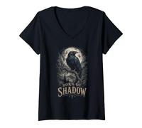 Women's Raven Corvid Birds Born of Shadow V-Neck T-Shirt