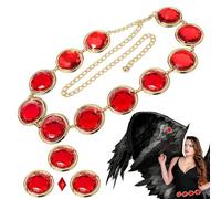 Women's Raven Cosplay Waist Belt, Teens Titans Costume Props, Red Stone Chain Adjustable Chain Belt, Women's Anime Cosplay Waist Belt for Costumes Props