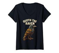 Womens Raven Quoth The Dark Academia Womens Night V-Neck T-Shirt
