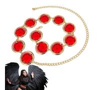 Women's Raven Waist Belt, Red Gems Stone Waist Chain, Mirrored Casual Decorative Waists, Adjustable Metal Chain With Agate Crystals For Carnivals Masquerades