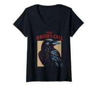 Womens Raven's Call Creepy Night Women's Crow V-Neck T-Shirt