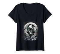 Womens Ravens Girls Fairy Tale Figurine Crows Birds Children Children V-Neck T-Shirt