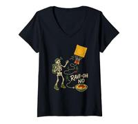 Women's Ravi-Oh No Skeleton Hiker Ravioli Balloon V-Neck T-Shirt