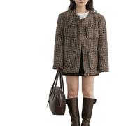 Women's Raw Edge Jacket - Distressed Hem Detail, Retro Single Coat