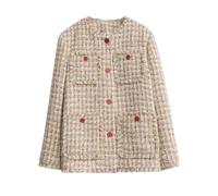 Women's Raw Edge Jacket - Distressed Hem Detail, Retro Single Coat