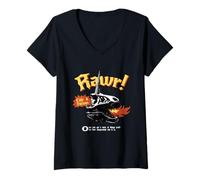 Womens Rawr! Cute & Furious Dinosaur Unicorn Skull V-Neck T-Shirt