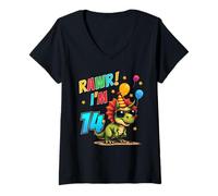 Womens Rawr I'm 14 Dinosaur Triceratops 14th Birthday 14 Year Old V-Neck T-Shirt