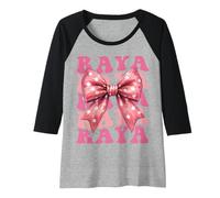 Womens Raya Name Coquette Bow Aesthetic for Women Girls Raglan Baseball Tee