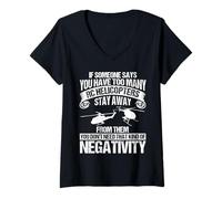 Women's RC Helicopter Pilot | Remote Control Heli Flying V-Neck T-Shirt
