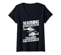 Women's RC Helicopter Pilot | Remote Control Heli Flying V-Neck T-Shirt