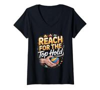 Women's Reach for the Top Hold Rock Climbing Bouldering Climber V-Neck T-Shirt