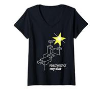 Women's Reaching for My Star Geometric Inspirational Design V-Neck T-Shirt