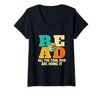Womens Read All The Cool Kids Are Doing It - Book Lover Bookworm V-Neck T-Shirt