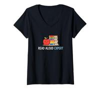 Women's Read Aloud Expert Literacy Instruction Reading Teacher V-Neck T-Shirt