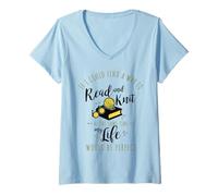 Women's Read and Knit at The Same time V-Neck T-Shirt