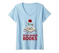 Women's Read Banned Books Feminist Protest and Teacher Gifts V-Neck T-Shirt