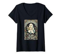 Women's Read Books Be Kind Stay Weird Tarot Ghost Reading Coffee V-Neck T-Shirt