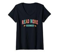 Women's Read More Scroll Less Book Lover Quote V-Neck T-Shirt