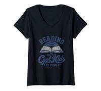 Women's Reading All The Cool Kids are Doing It Retro Distressed V-Neck T-Shirt