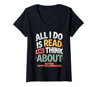 Womens Reading and Cryptocurrency Humor for Book Lovers & Traders V-Neck T-Shirt