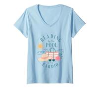 Women's Reading By The Pool is My Cardio Summer Reader Humor V-Neck T-Shirt