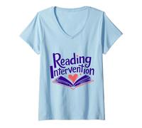 Womens Reading Intervention Teacher Support Educators V-Neck T-Shirt
