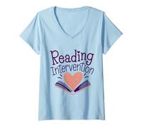 Womens Reading Intervention Teacher V-Neck T-Shirt